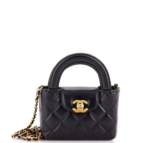 Chanel Handbags - Chanel Nano Kelly Top Handle Shopping Bag Quilted Shiny Aged Calfskin